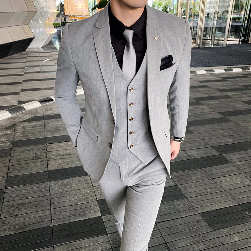 Hot New Items at Buy Center: Casual Single Row Buckle Men's Suit Three-piece Suit