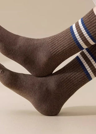 Chaussettes mi-mollet en coton pour hommes, désossées, en pur coton, respirantes, de sport, grande taille