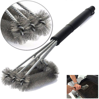 Fresh Arrivals at Buy Center: 18-inch Three-head Barbecue Grill Cleaning Brush Steel Wire Oven Outdoor BBQ Tools