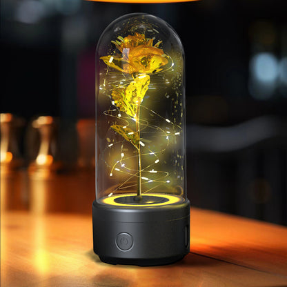 Creative 2 In 1 Rose Flowers LED Light And Bluetooth-compatible Speaker Valentine's Day Gift Rose Luminous Night Light Ornament In Glass Cover Buy Center