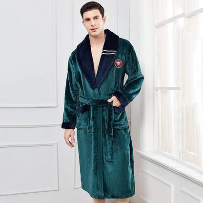 Winter Flannel Lovers Robe Gown Elegant Solid Casual Sleepwe | Men's Clothing-Underwear & Loungewear-Me | Buy Center