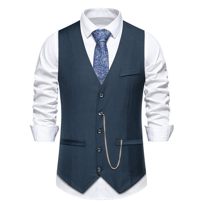 Fresh Arrivals at Buy Center: Solid Color Wedding Banquet V-neck Men's Suit Vest