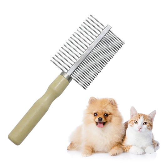 New Wooden Handle Grooming Comb For Dogs Cats Pet Wooden handle double row