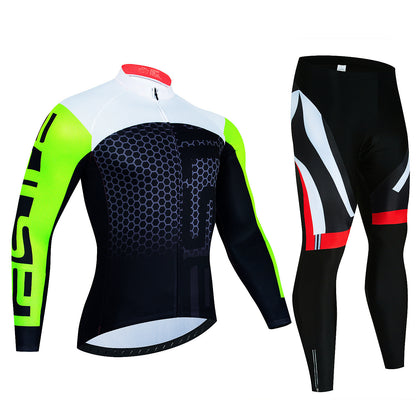 Fresh on the Scene at Buy Center: Men's Riding Jersey Long Sleeve Top And Trousers Wicking Breathable Cycling Suspender Suit Style13