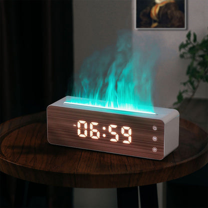 Hot New Items at Buy Center: Flame Humidifier Flame Aromatherapy Machine With Clock Display Desktop Aromatherapy Humidifier Bedroom