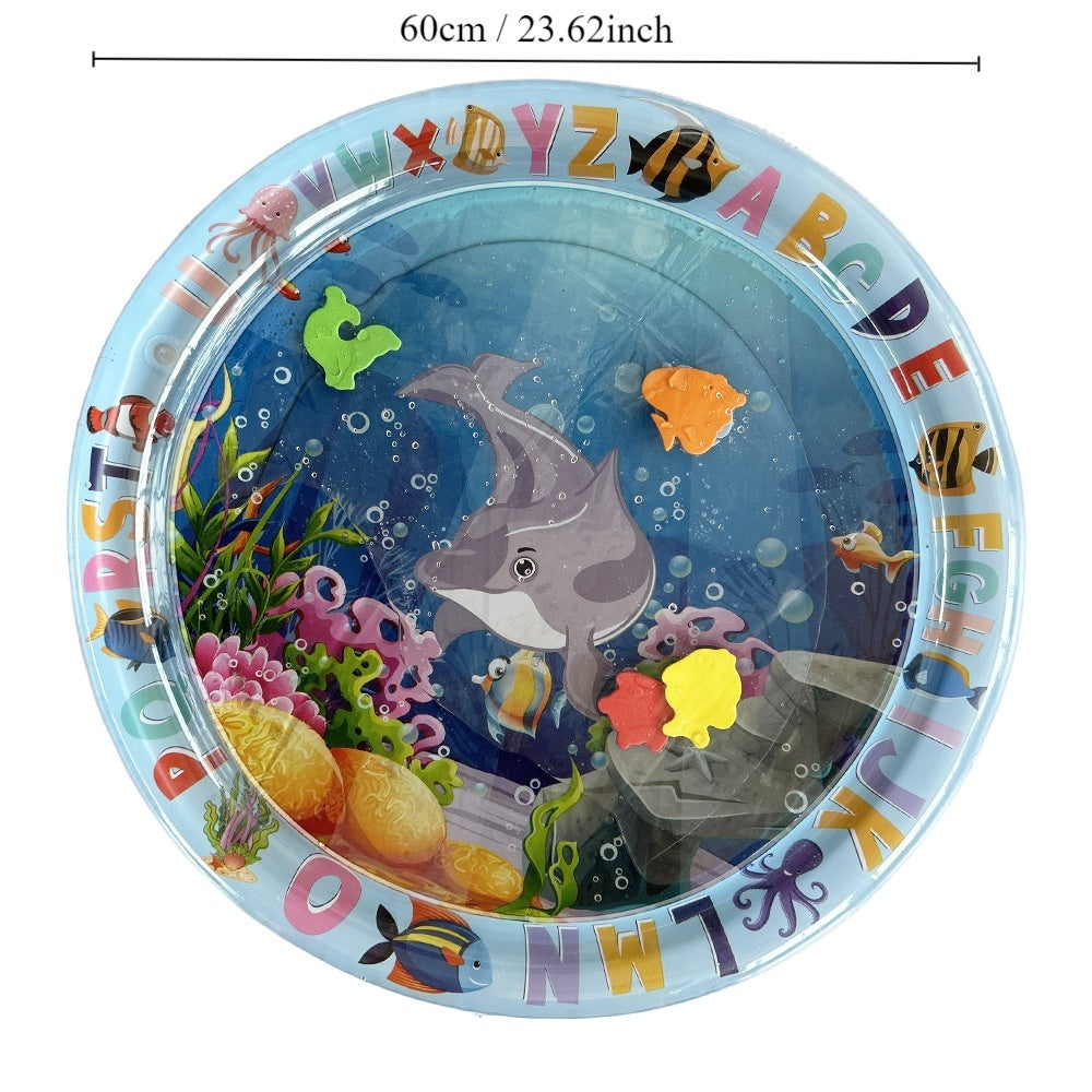 Hot New Items at Buy Center: Children's Inflatable Marine Animal Racket Water Cushion Baby Crawling Racket Water Bag Racket Water Cushion Climbing Pad Gray Whale Round