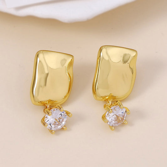 Buy Center Trend-Retro Inlaid Zircon Asymmetric Irregular Earrings