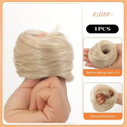 Simulation de boucle de cheveux pour femme avec perruque moelleuse et élastique