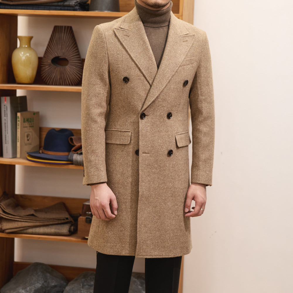 Autumn And Winter Brown Bar MACN Warm Wool Overcoat | Men's Clothing-Outerwear & Jackets-Wool | Buy Center