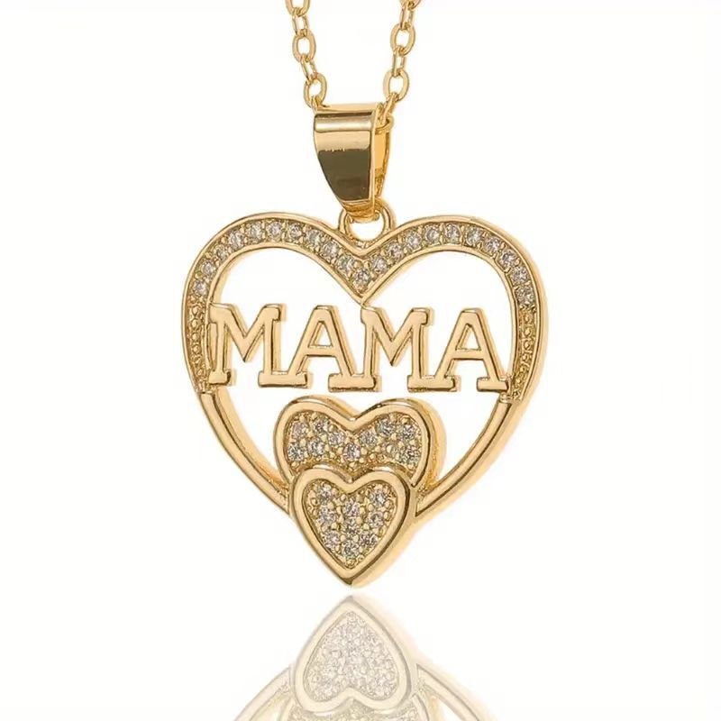 Buy Center Handpicked- Simple Cold Style MOM Pendant Mother's Day MAMA Necklace Gold