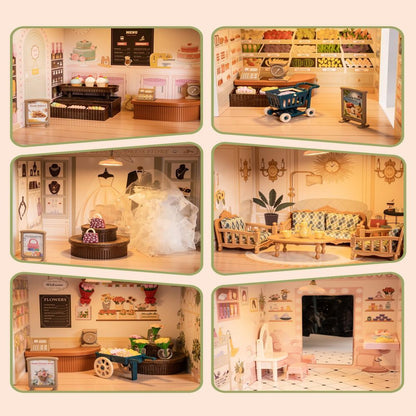 Fresh Arrivals at Buy Center: Wood Dollhouse Shopping Mall Doll House With Lights Music For Xmas Gift