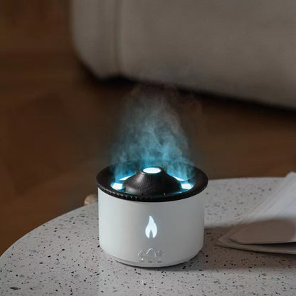 New Creative Ultrasonic Essential Oil Humidifier Volcano Aromatherapy Machine Spray Jellyfish Air Flame Humidifier Diffuser Blue flame bead