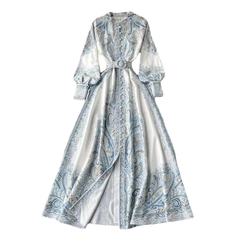 Trending Now at Buy Center: Style Lapel Lantern Sleeve Printed Dress Women