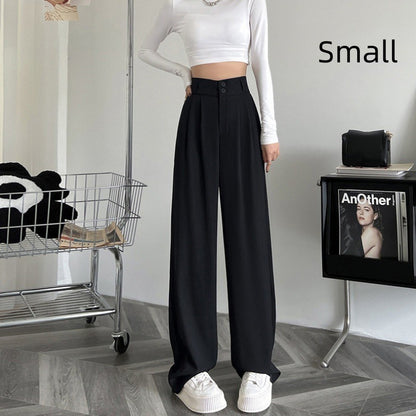 Buy Center Special-Ice Silk Wide-leg Pants Women's High Waist Drooping Suit Pants Black Small Man