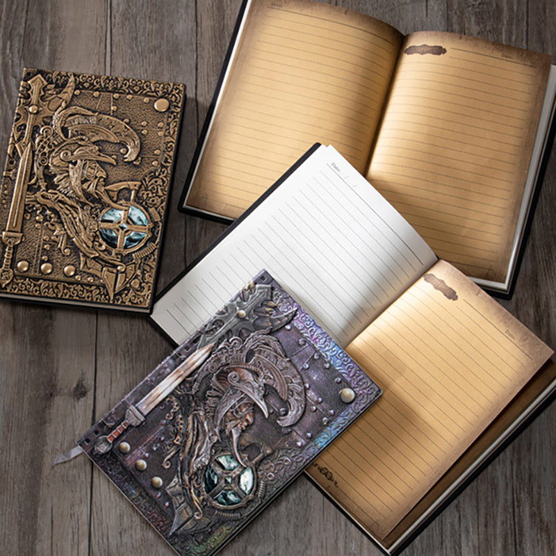 Creative Retro 3D Warriors Relief A5 Notebook Journal Embossed Writing Notebook Handmade Leather Cover Diary Gift Buy Center