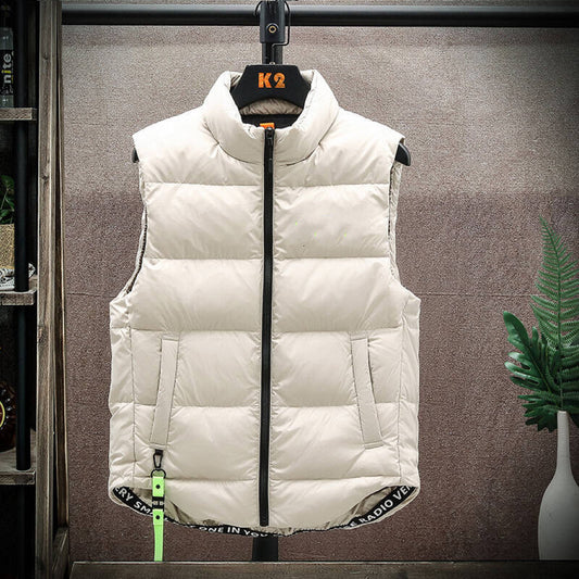 Chaleco de invierno para hombre, chaqueta sin mangas con cuello alto que combina con todo, ropa de abrigo gruesa y sólida