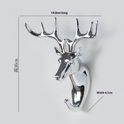 Just Arrived at Buy Center: Home Creative Cartoon Punch-free Clothes Hanger Deer Head Hook Deer Head Silver Plated