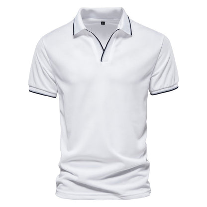 Fresh Arrivals at Buy Center: Men's Casual Versatile Solid Color V-neck Short Sleeved Shirt White