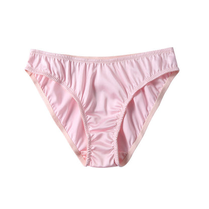 Trending Now at Buy Center: Solid Color Thin Silk Breathable Briefs Pink