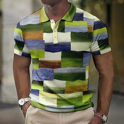 Newly Released at Buy Center: Fashion Plaid Pattern Men's Casual Short-sleeved Top DXPOLO501