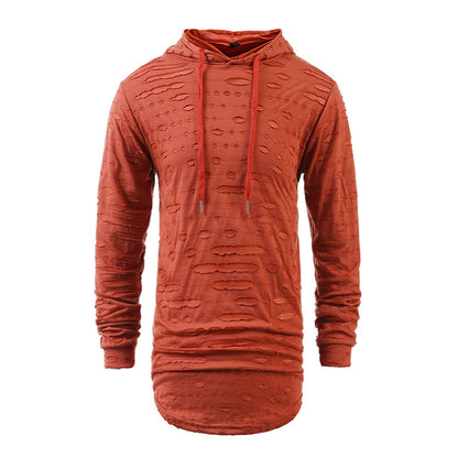 Versatile Mid-length Hooded Sports Long-sleeved T-shirt Orange