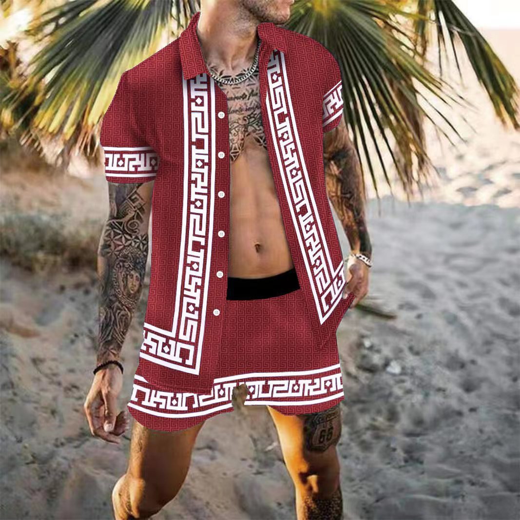 Chemise ample imprimée multicolore décontractée pour hommes, tenue de plage