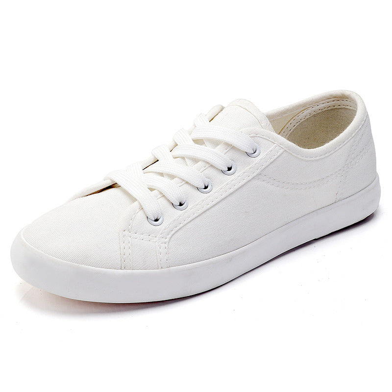 Chaussures basses blanches respirantes simples en toile de style coréen pour femmes