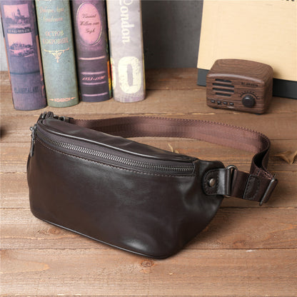 Baotou Layer Cowhide Phone Belt Large Capacity Sports Crossbody Chest Bag Buy Center