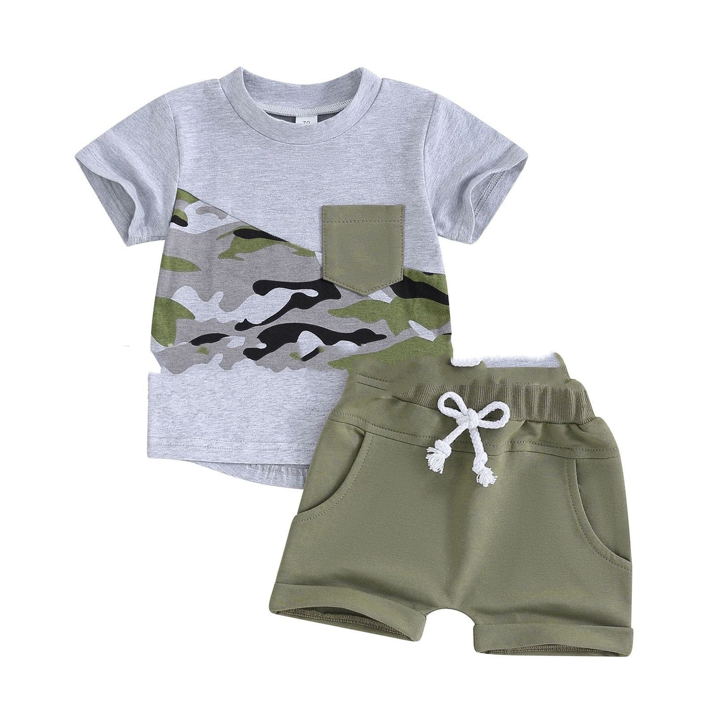 Newly Released at Buy Center: Camouflage Children's Short Sleeve Top Shorts Suit 6371 Colors