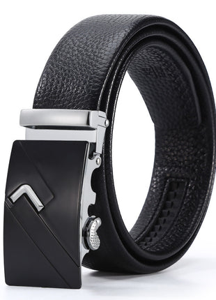 Ceinture d'affaires à boucle automatique en cuir pour homme