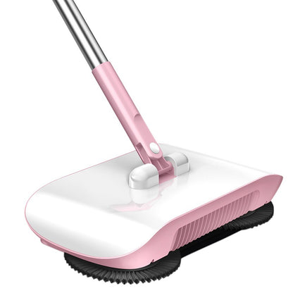 Hand Push Sweeper Household Broom Dustpan Mop Floor All-in-one Machine Gift Mop Sweeper Pink