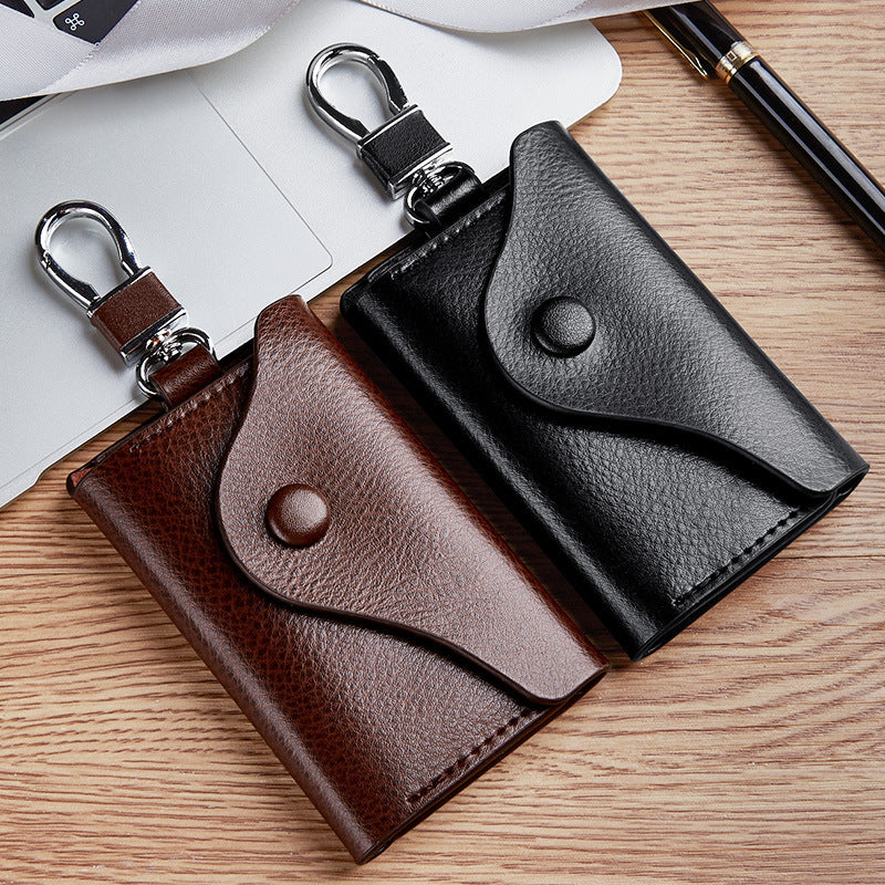 Newly Released at Buy Center: Men's Multi-functional High-grade Genuine Leather Keychain Card Holder Large Capacity Storage Fantastic