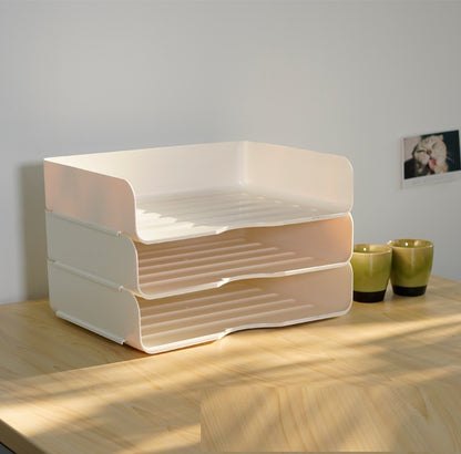 Fresh Arrivals at Buy Center: Multi-layer Storage Box Office Desk Surface Panel A4 Folder Rack Pure White Three Layers