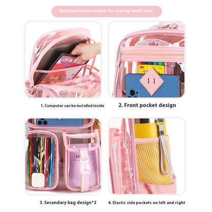 Transparent Bag Waterproof Primary School Student Schoolbag For Junior High School Grade