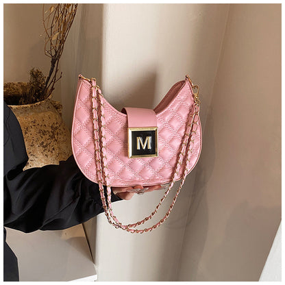 Bolso de alta calidad para mujer, nuevo bolso de moda con forma de rombo, de un solo hombro, con cadena y textura de nicho que combina con todo