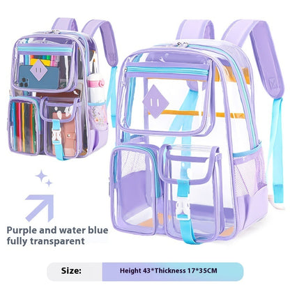 Transparent Bag Waterproof Primary School Student Schoolbag For Junior High School Grade