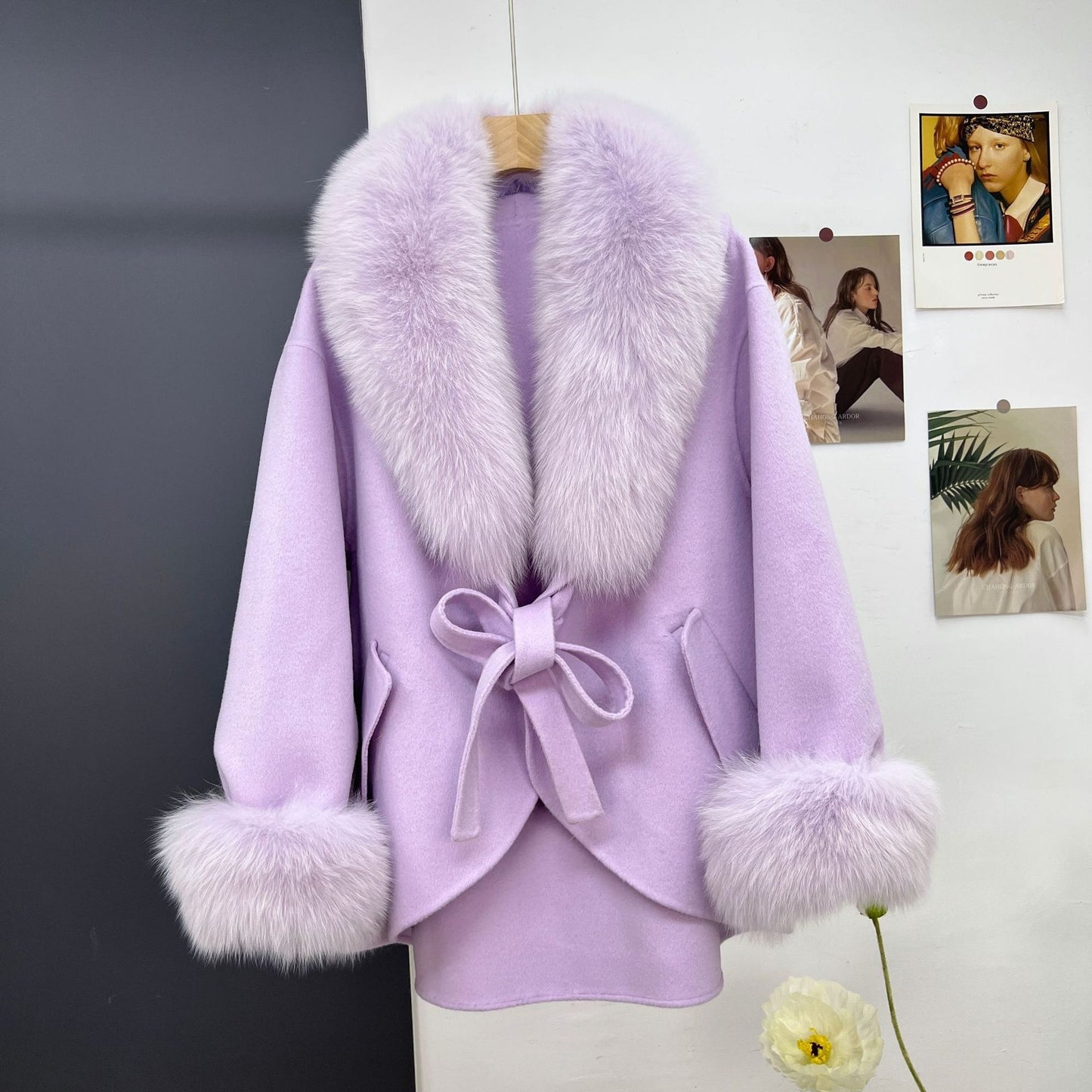 Wool Double-sided Woolen Coat Women's Mid-length Cape Shawl Fox Fur Appearance Buy Center