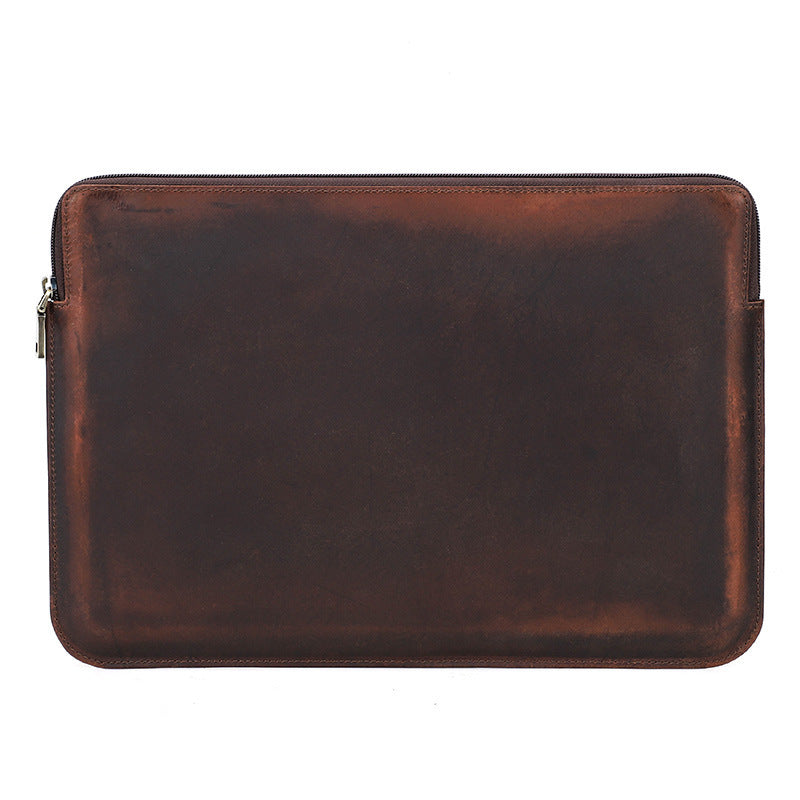 Fresh on the Scene at Buy Center: Retro Crazy Horse Leather Notebook Zipper Computer Bag Coffee