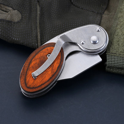 Newly Released at Buy Center: Color Wooden Handle Outdoor Mini Folding Knife Multi-function