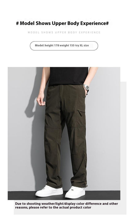 Now Available at Buy Center: Thin Overalls Men's Casual Loose Ultrathin Khaki Straight