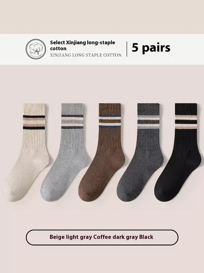 Men's Mid-calf Cotton Socks Boneless Pure Cotton Breathable Sports Plus Size