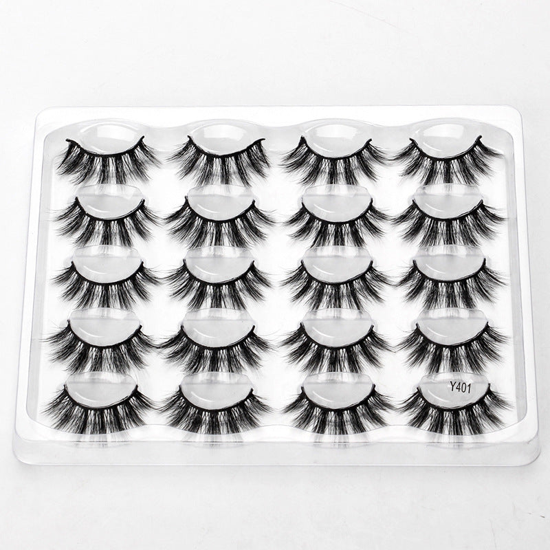 Lot de 10 paires de cils en fibre chimique 3D en poils de vison artificiels épais et bouclés