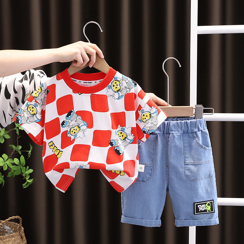 Fresh Arrivals at Buy Center: Fashion Personality Short Sleeve Boys Summer Suit Red