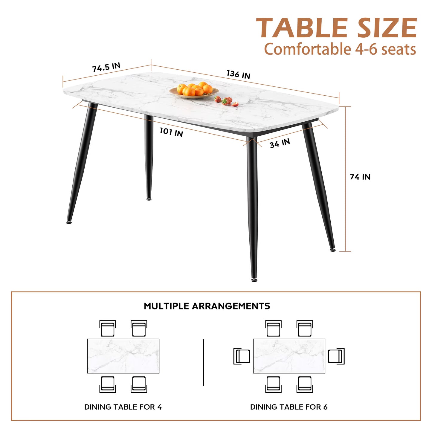 VFF Modern Kitchen Dining Table With MDF Tabletop And Sturdy Metal Frame Buy Center