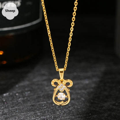 Buy Center Deal-Ins Zodiac Smart Necklace Micro-inlaid Sheep 18K Gold Plating