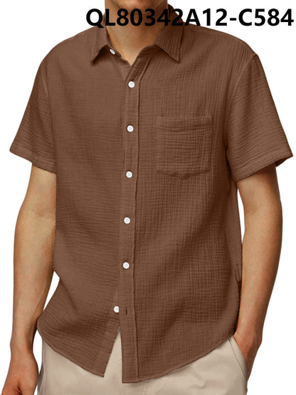 Just Arrived at Buy Center: Men's Loose Trendy Short Sleeve Lapel Shirt 12 Style