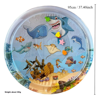 Hot New Items at Buy Center: Children's Inflatable Marine Animal Racket Water Cushion Baby Crawling Racket Water Bag Racket Water Cushion Climbing Pad Shark Round