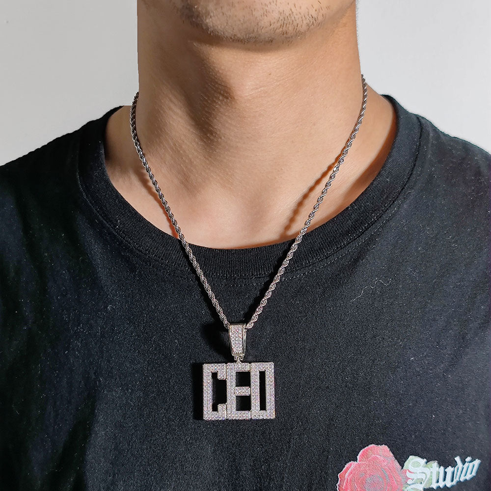 Fresh Arrivals at Buy Center: Hip Hop Copper With Zirconia Block Letter Pendant Necklace