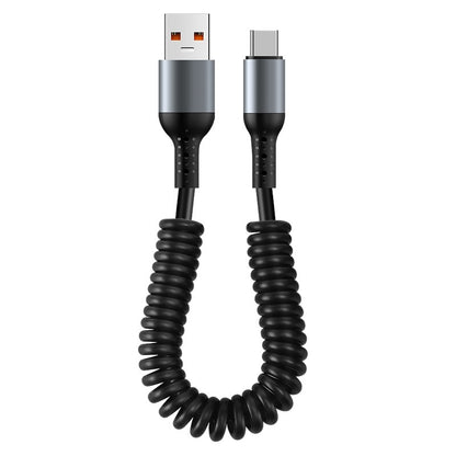 Just Arrived at Buy Center: Spring Retractable Storage Mobile Phone Charging Cable Super Fast Charge USBtypec For Apple 15 Black