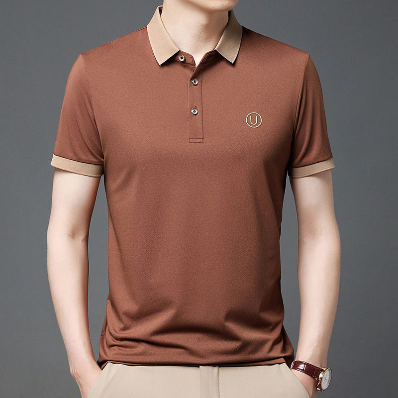 Just Arrived at Buy Center: Polo Shirt Men's Business Casual Short Sleeve Red Brown